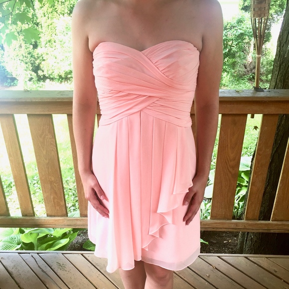 short crinkle chiffon dress with front cascade